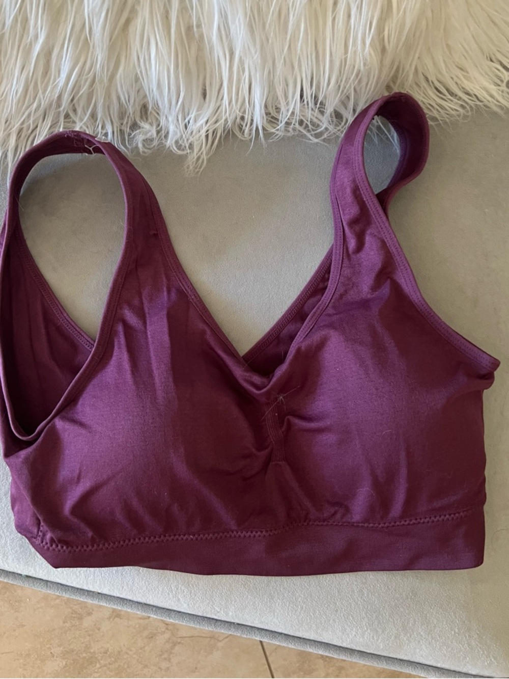 Wireless V-Neck Bralette in Plum